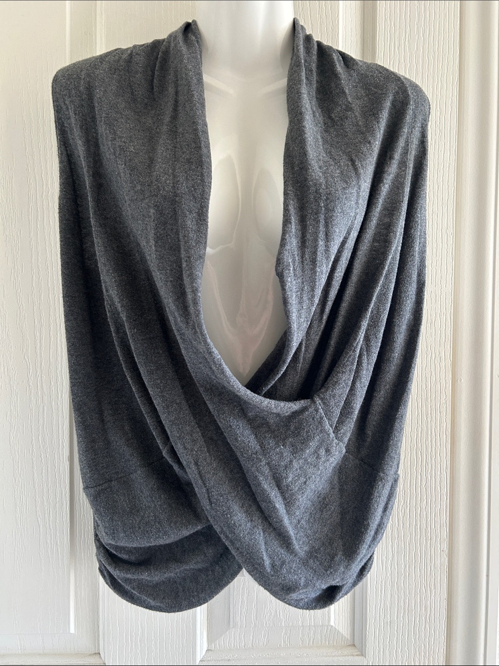 RACHEL Rachel Roy Charcoal Gray Draped V-Neck Sweater